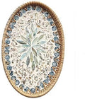 13" Decor Tray for Coffee Table Mother of Pearl Inlay Ottoman Serving Tray | by Afiaiwei