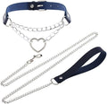 Harajuku Peach Heart Choker Punk Hauling Chain PU Leather Collar Gothic Necklace NightClub Goth Leash Belts
