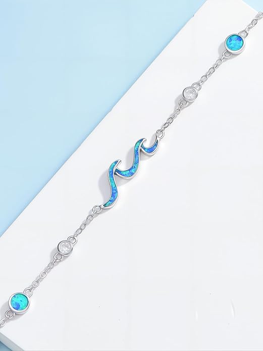 WINNICACA 925 Sterling Silver Anklets for Women Adjustable Beaded Butterfly Opal Anklet Bracelet Foot Chains Jewelry Gifts for Women Beach Birthday Christmas Gift