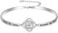 Valentines Day Gifts for Her, 18k White Gold Plated Love Knot Bracelets, Engraved Inspirational and Sentiment Bangle, Anniversary Birthday Jewelry Gift for Lover Wife Girlfriend Sister Friends
