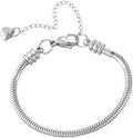 TGLS Women European Charm Bracelet Stainless Steel 7" Snake Chain Bracelet Fits Charms Bead