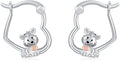 Hypoallergenic Earrings Rabbit Tiger Teddy Koala Puppy Panther Peacock Earrings Sterling Silver Animal Hug Hoop Earrings Jewelry Mothers Day Graduation Birthday Gifts for Women