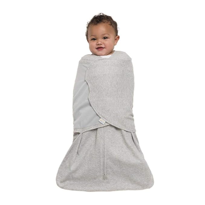 HALO 100% Cotton Sleepsack Swaddle, 3-Way Adjustable Wearable Blanket, TOG 1.5, Heather Gray, Newborn, 0-3 Months
