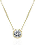 MISS MIMI Solitaire Cubic Zirconia Necklace for Women, 1–3 CT Round,Heart,Princess Cut CZ Options, Bezel or Prong Set in 925 Sterling Silver, Adjustable 16–20" Minimalist Everyday Jewelry