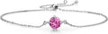 Gem Stone King Gemstone Birthstone Solitaire Bracelet For Women | 925 Sterling Silver | Round 6MM | Gift for Her Women Wife Mom Lady Daughter | Adjustable Bolo Bracelet | Easy-On Easy-Off