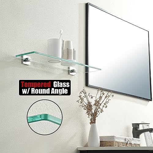 JQK Bathroom Glass Shelf, Floating Tempered Glass Shower Storage 24 by 5 inches - Image 6
