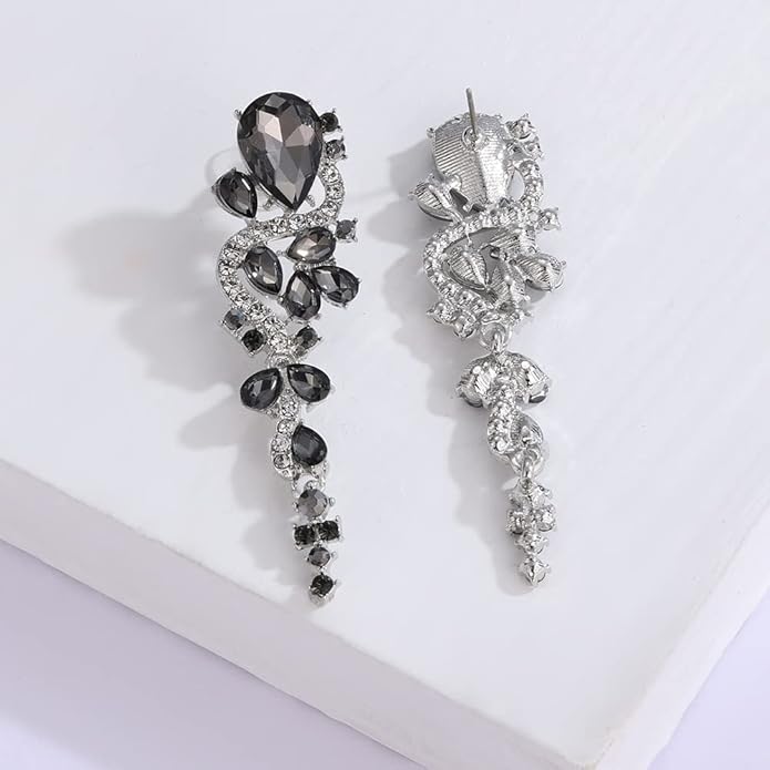 Rhinestone Statement Dangle Earrings Sparkly Crystal Bridal Wedding Earrings for Brides Bridesmaides Chandelier Teardrop Earrings for Women Prom Party