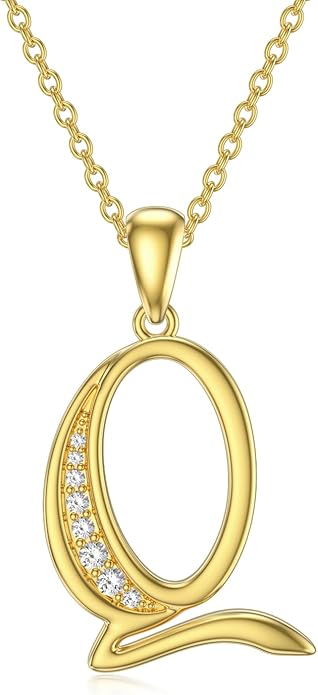 14k Gold Initial Necklace for Women, Solid Gold Moissanite Letter Pendant Necklaces Jewelry for Her Birthday Valentines Day Gifts for Mom Wife Christmas Gifts for Girlfriend Sister