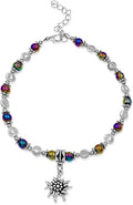 BESHEEK Rainbow Anklet Bracelet Hue Twisted Hematite and Round Artisan Beaded Anklet with Extension Handmade Hypoallergenic Beach Gala Wedding Style Jewelry