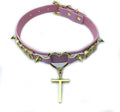 Succuba Handmade Heart Ring Rhinestone Letter Pu Leather Choker Collar Necklace for Women and Men