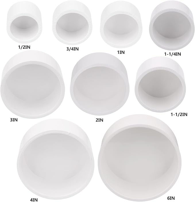 3 Pack 4" PVC Pipe End Cap Fitting, Schedule 40 Furniture Grade 4" PVC Pipe End - Image 6