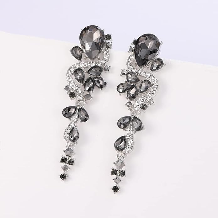 Rhinestone Statement Dangle Earrings Sparkly Crystal Bridal Wedding Earrings for Brides Bridesmaides Chandelier Teardrop Earrings for Women Prom Party