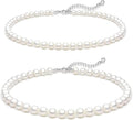 Zeffy Gold Pearl Beaded Bracelet for Women, 14K Gold Plated Jewelry Set With Paperclip Link Chain, Trendy Stack Bracelets