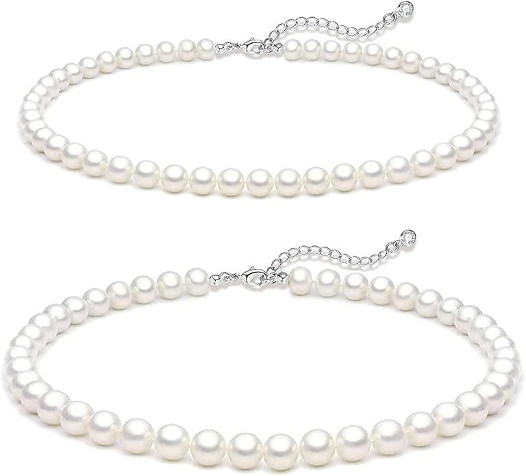 Zeffy Gold Pearl Beaded Bracelet for Women, 14K Gold Plated Jewelry Set With Paperclip Link Chain, Trendy Stack Bracelets