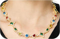 Tears of the Rainbow Hip-Hop Alloy Zirconia Necklace for Men & Women, Colorful Gemstone Statement Jewelry, Unique Urban Style Chain for Streetwear, Unisex Bold Design Gift Necklace for Men