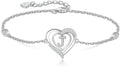 RIVIKO Heart Initial Bracelets for Women,925 Sterling Silver Letter Bracelets, Personalized Charm Alphabet Jewelry Valentines Christmas Mother’s Day Birthday Gifts for Women Friend Her Mom Wife Lady