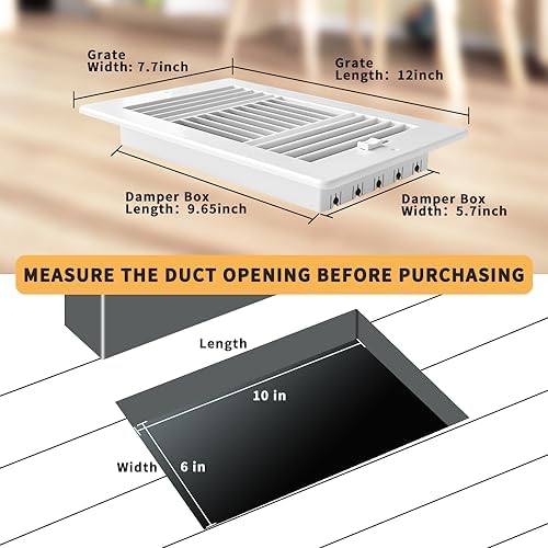 10x6 Inch FanGoFast Ceiling Register 3-Way Plastic Sidewall Ceiling Air Vent - Image 3