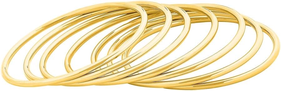 Edforce Stainless Steel Glossy Thin Round Bangle Bracelet Set for Women, Set of 7