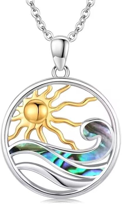 Midir&Etain Ocean Necklace 925 Sterling Silver Blue Opal Necklace Starfish/Flip Flop/Shark Pendant Beach Ocean Jewelry for Women