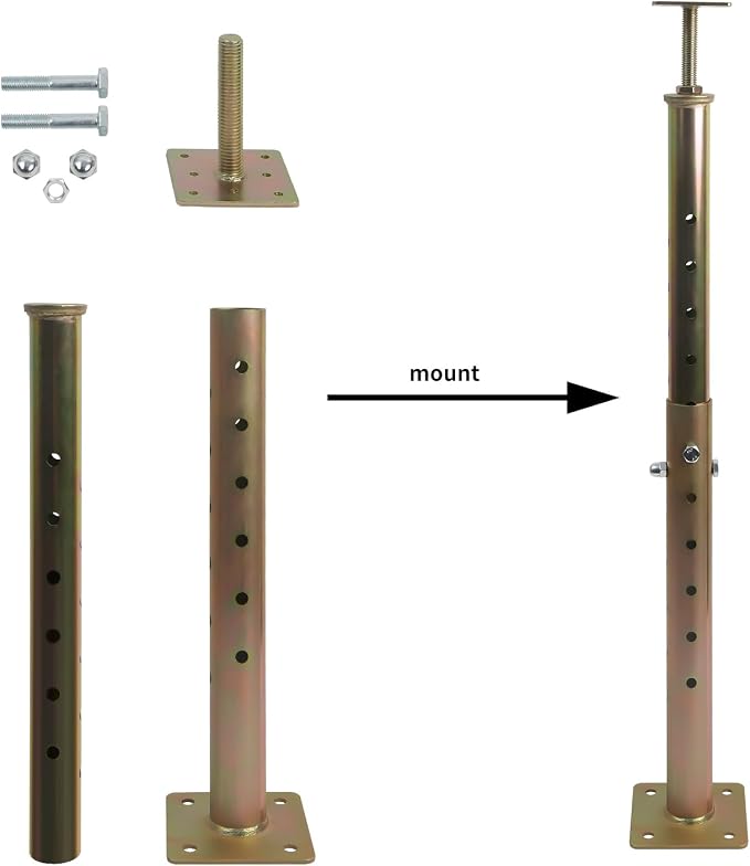 4-Pack House Floor Jacks, 19–35 Inch Galvanized Steel Support Posts | Steel - Image 5