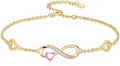 Dorunmo Infinity Heart Anklet Bracelet for Women 925 Sterling Silver Adjustable Infinity Birthstone Bracelet Friendship Jewelry Gifts for Women Birthday Christmas