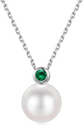 Iefil Valentines Day Gifts for Her - 9-10mm Freshwater Pearl Necklace for Women, Anniversary Birthday Gifts for Wife Mom Girlfriend, S925 Sterling Silver Pearl & Birthstone Necklace, Jewelry for Women