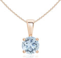 Angara Natural Aquamarine Solitaire Pendant for Women | Round Aquamarine Solitaire Pendant Necklace in 14K Solid Gold/Silver/Platinum With 18" Chain | March Birthday, Gemstone Jewelry Gift