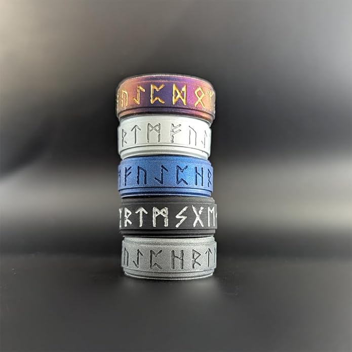 Knot Theory Viking Silicone Ring - My Love Forever in Rune Characters Breathable Comfort Fit - Valentine's Engagement Mens Wedding Band