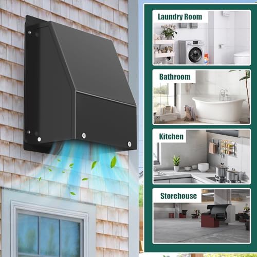 8 Inch Hooded Wall Vent with Screen and Damper, Outdoor Wall Exhaust Vent Cover - Image 5