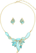Chunky Statement Jewelry Set Vintage Retro Leaf Flower Floral Geometric Bohemian Boho Bib Necklace Earring Set Fashion Costume Jewelry for Women Girls Wedding Party Prom Unique Gift