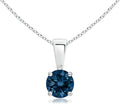 Angara Natural Blue Topaz Solitaire Pendant for Women | Classic Prong-Set Round Blue Topaz Pendant in 14K Solid Gold/Silver/Platinum With 18" Chain | December Birthday, Gemstone Jewelry Gift
