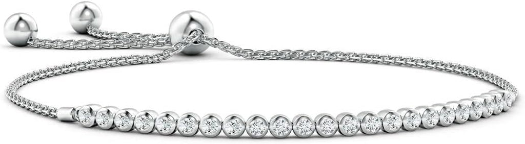Angara Diamond Tennis Bolo Bracelet in 14K Solid Gold | Natural Diamond Adjustable Chain Bracelet for Women | April Birthstone Jewelry Gift For Women