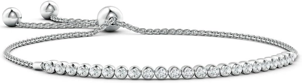 Angara Diamond Tennis Bolo Bracelet in 14K Solid Gold | Natural Diamond Adjustable Chain Bracelet for Women | April Birthstone Jewelry Gift For Women