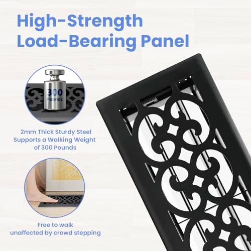 Howeall 4x12 Inches Heavy Duty Walkable Floor Register Easy Adjust Air Supply - Image 2