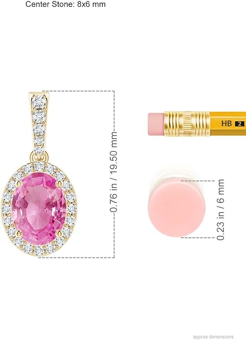Angara Natural Pink Sapphire Pendant for Women | Vintage Style Oval Pink Sapphire Halo Pendant in 14K Solid Gold/Platinum With 18" Chain | Birthday, Anniversary, Gemstone Jewelry Gift