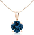 Angara Natural Blue Topaz Solitaire Pendant for Women | Classic Prong-Set Round Blue Topaz Pendant in 14K Solid Gold/Silver/Platinum With 18" Chain | December Birthday, Gemstone Jewelry Gift