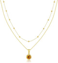 14K Gold-Plated Women's Double-Layer Birthstone Necklace Delicate Round Birthstone Pendant with a Simple Necklace, a Birthday Gift for Women Teenage Girls