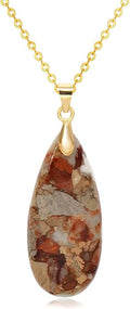 Stone Necklaces for Women Teardrop Gemstone Pendant Necklace Natural Stone Chain Necklaces