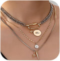 Gold Layered Necklaces for Women, 2PCS/3PCS Mixed Metal Necklace Set with Gold and Silver Necklace Chains with Evil Eye, Star & Spike Charms, Chunky Necklaces for Women & Necklace Stack Trendy Pendant Jewelry Birthday Valentines Day Gifts for Her