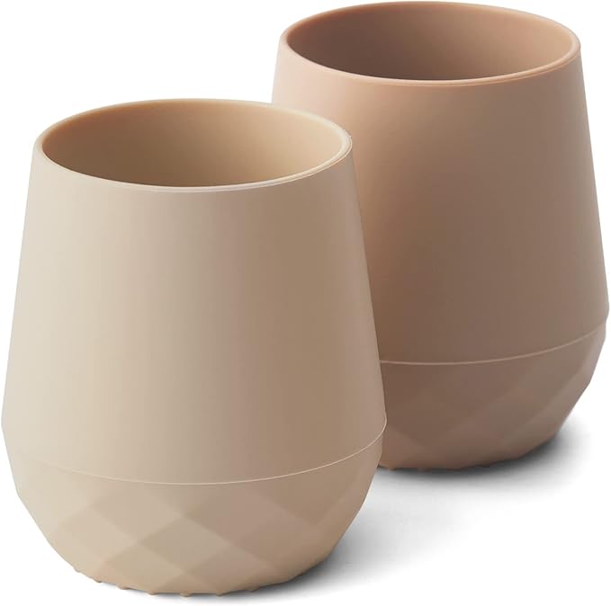 SAMiGO Silicone Baby Cups for 6-12 Months, Tiny Open Cups for Training and Water Drinking, Baby Led Weaning Supplies, 2 OZ