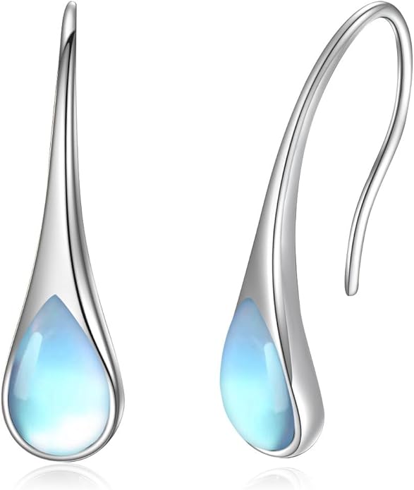925 Sterling Silver Small Pear-Shaped Modern Style Hook Earrings with Crystals from Austria