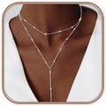 Lariat Gold Necklace for Women Dainty Long Necklace 14k Gold Plated/Silver Y-Shaped Pendant Drop Chain Trendy Layered Pearl/Beaded/CZ Necklaces Simple Gold Jewelry For Women Gift