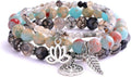 UEUC Tree of Life Yoga Healing Stone Bracelets,Multilayer Lotus Chakra Stone Reiki Bracelet Sets,Anxiety Crystal Natural Stone,for Women Stress Relief