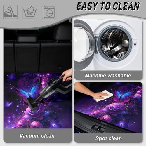Purple Butterfly Flower SUV Car Trunk Mat 29"x39" - Image 5