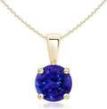 Angara Natural Tanzanite Solitaire Pendant for Women | Round Tanzanite Solitaire Pendant Necklace in 14K Solid Gold/Silver/Platinum With 18" Chain | December Birthday, Gemstone Jewelry Gift