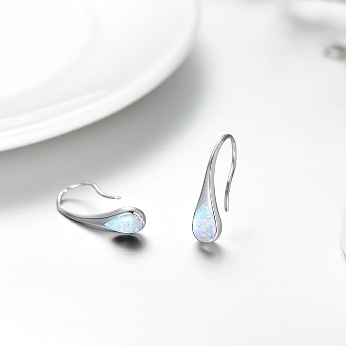 925 Sterling Silver Small Pear-Shaped Modern Style Hook Earrings with Crystals from Austria
