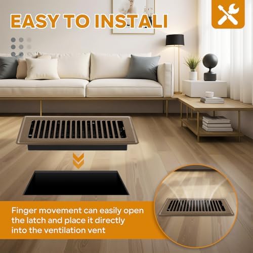 Floor Register 4x10, Floor Vent Covers Brown, 2 Pack Heavy Duty Steel Walkable - Image 4