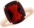 Angara Cushion Garnet Solitaire Ring in Sterling Silver/14K Solid Gold/Platinum | Natural Garnet Solitaire Ring for Women | January Birthday, Anniversary, Gemstone Jewelry Gift