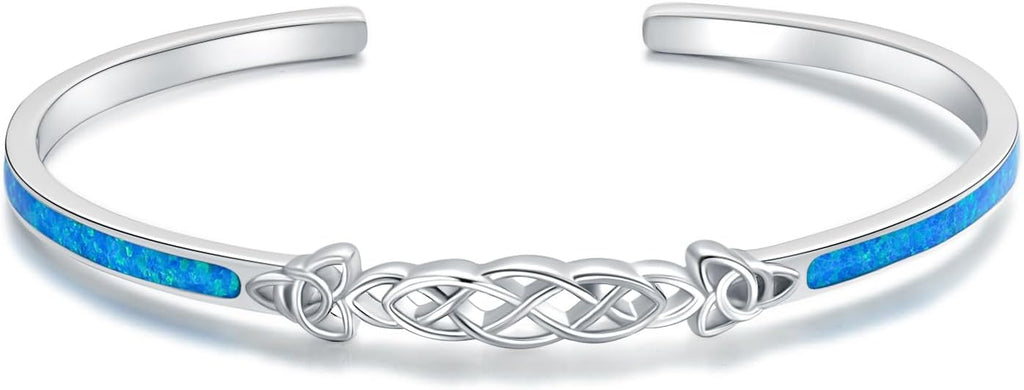 WINNICACA Bracelet for Women Opal Bracelet 925 Sterling Silver Opal Cuff Bangle Bracelets Inspirational Fine Jewelry Gifts for Women Her Wife Mom Daughter Anniversary Birthday Gifts Ideas