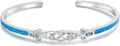 WINNICACA Bracelet for Women Opal Bracelet 925 Sterling Silver Opal Cuff Bangle Bracelets Inspirational Fine Jewelry Gifts for Women Her Wife Mom Daughter Anniversary Birthday Gifts Ideas